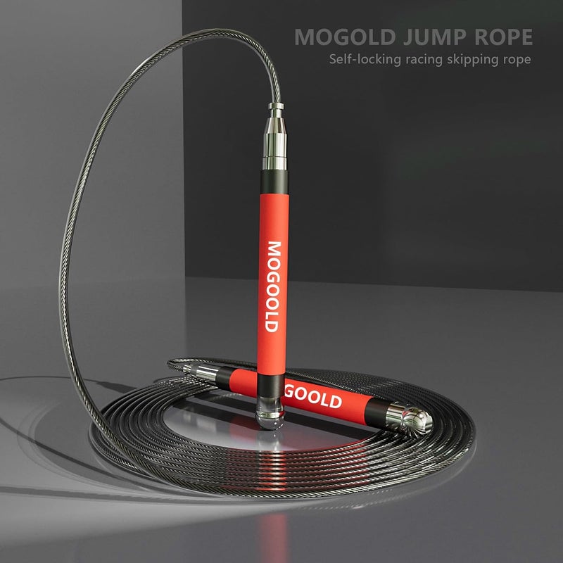 MOGOLD 2-in-1 Speed Rope: 2mm for Boxing/MMA & 3mm for CrossFit - Tool-Free Adjustable Cable System with Dual Bearings - Sweatproof Hybrid Grip for High-Intensity Training - Image 4